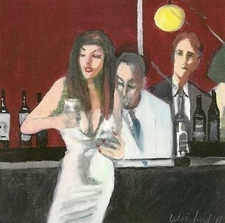 Harry Weisburd: 'BAR FLY IV', 2011 Watercolor, Romance.  Love, Romance, couple, man realism, figurative , female, woman, urbane        ...