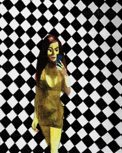 Artist Harry Weisburd. 'CheckerBoard Selfie' Artwork Image, Created in 2016, Original Pottery. #art #artist