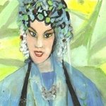 Chinese Opera Singer in Blue  By Harry Weisburd