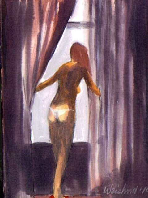 Artist Harry Weisburd. 'Nude With White Thong By Window' Artwork Image, Created in 2010, Original Pottery. #art #artist