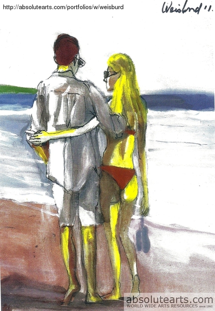 Harry Weisburd  'Red Bikini Couple On The Beach', created in 2011, Original Pottery.