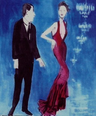 Harry Weisburd: 'Red Gown Man and Chandelier', 2015 Video Art, Love.   Elegant woman in red evening gown, with man in a room with chandeliers   ...