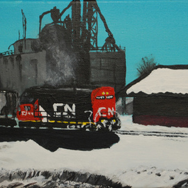 Wendy Goerl Artwork Winter Warmup, 2011 Acrylic Painting, Trains