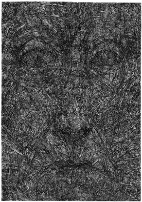 Wieslaw Haladaj: 'APPEARANCE23', 2013 Linoleum Cut, Abstract Figurative.           BLACK AND WHITE          ...
