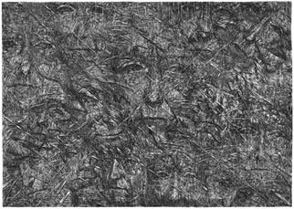 Wieslaw Haladaj: 'APPEARANCES2', 2013 Linoleum Cut, Abstract Figurative.       BLACK AND WHITE      ...
