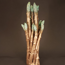 Wichert Van Engelen: 'fresh green', 2021 Bronze Sculpture, Figurative. Artist Description: The joy of a new spring, right in your kitchen  or living , depicted by a bunch of fresh asperagus. ...