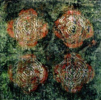 William Dick: 'FIFLOOER', 2003 Encaustic Painting, Abstract. The painting portrays a powerful sense of illumination and generates a spiritual atmosphere through its repainting. The geometric patterns are inspired by both ancient tribal symbols and a fascination with the geological formations of the landscape. Each painting therefore evolves out of itself, layer on layer, transforming and growing in ...