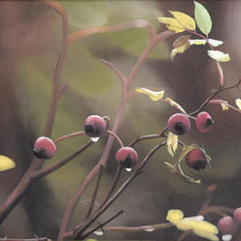 Peter Winberg: 'Rose hip', 2003 Oil Painting, Floral. Artist Description: Motif from photograph, taken by Stefan Axelsson. Painted in oil on canvas board....