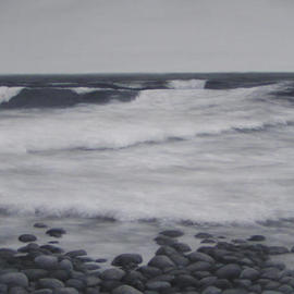 Peter Winberg: 'Rough sea', 2003 Oil Painting, Seascape. Artist Description: The painting is based on a photograph I took one day of the rough sea outside Kaseberga, in the south of Sweden. Painted in oil on canvas board....