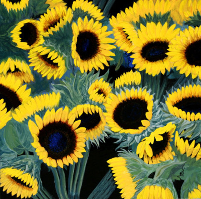 Artist Wm. Kelly Bailey. 'Sunflowers' Artwork Image, Created in 2007, Original Painting Acrylic. #art #artist