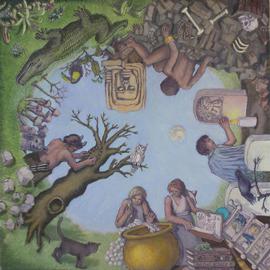 Wendy Lippincott: 'Pagan World', 2004 Oil Painting, Mythology. Artist Description: A collage with various pagan images...