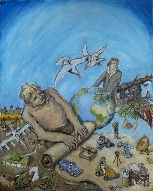 Wendy Lippincott: 'best laid plans', 2024 Oil Painting, Ecological. Planning often goes Awry, Title is  Best Laid Plans of Mice and Men ...