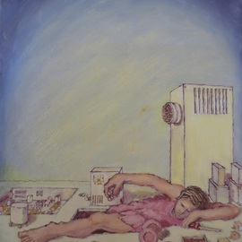 Wendy Lippincott: 'tuned in', 2007 Oil Painting, Computer. Artist Description: Tuning the Circuit...