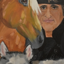 Susan Snow  Voidets : 'the pale horse', 2019 Oil Painting, Other. Artist Description: This is a oil painting of Johnny Cash with a beautiful palomino horse and two rescue dogs. I have done a series of the Highwaymen of all of them will be listed. The colors are brilliant and the collection will impress you ...