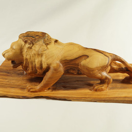 Kir Asariotis: 'lion olive ', 2015 Wood Sculpture, Animals. Artist Description:  olive wood  ...