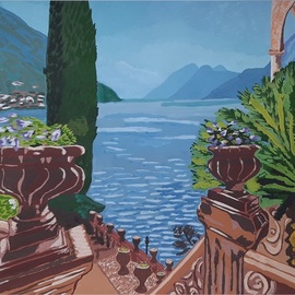 Yana Syskova: 'mediterranean lake', 2020 Other Painting, Landscape. Artist Description: Gouache on paper...