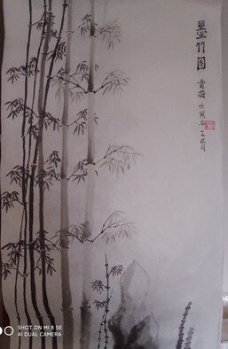 Qinghe Yang: 'chinese painting bamboo', 2022 Ink Painting, Botanical.  Ink and water mixed , typical chinese paintig on ShengXuan paper....
