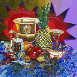 Yelena Rubin: 'Sunny Tropical Fruits ', 2012 Acrylic Painting, Still Life. Artist Description:  One of the very nicest things about life is the way we must regularly stop whatever it is we are doing and devote our attention to eating. ~ Luciano Pavarotti and William WrightI Every artwork is done using the best grade paints and materials giving you beautiful paintings with ...
