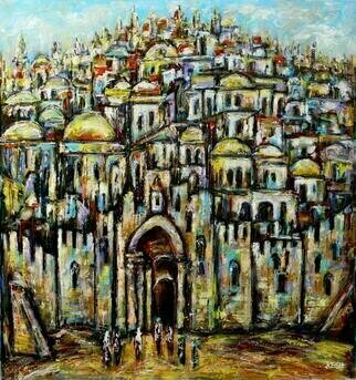 Yosef Reznikov: 'the old jerusalem', 2021 Mixed Media, Architecture. Jerusalem in painting.Jerusalem remains a favorite subject of painting today  many Israeli and foreign artists have managed to realistically or symbolically express the peculiar beauty and special color of the Holy City. This topic is very close to us. We have completed a significant number of paintings on this ...