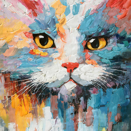 Jinsheng You: 'cat abstract 1228', 2023 Acrylic Painting, Animals. Artist Description: I d like to express my emotion with vibrant colors and unique brush. This is an originalabstract oil painting on canvas, it is one- of- kind, i have got it done recently.PLEASE KEEP THAT IN MIND: ALL MY PAINTINGS VIEWED IN PERSON MORE BEAUTIFUL THAN THE ...
