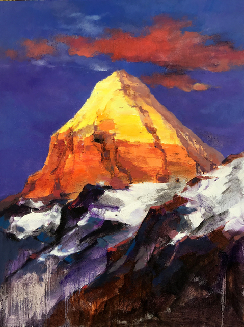 Artist Jinsheng You. 'Splendid Golden Mountain 247' Artwork Image, Created in 2019, Original Pastel Oil. #art #artist