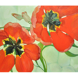 Anastasia Zakharova: 'tulips', 2010 Oil Painting, Floral. 