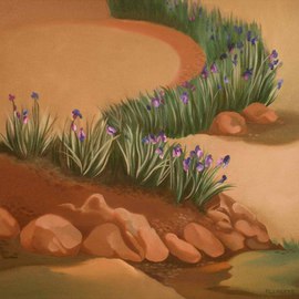 Terry Zarate: 'Iris Garden', 2008 Oil Painting, Botanical. 