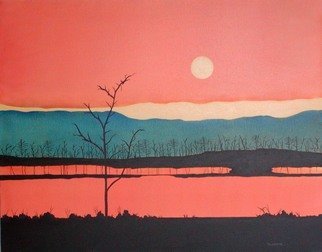 Terry Zarate: 'The Setting Sun', 2004 Oil Painting, Abstract Landscape. 