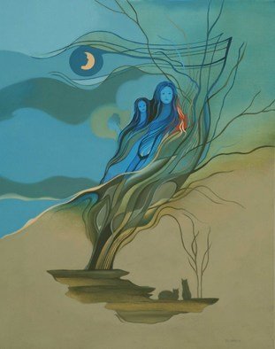 Terry Zarate: 'Wood Nymphs', 2008 Oil Painting, Mythology. 