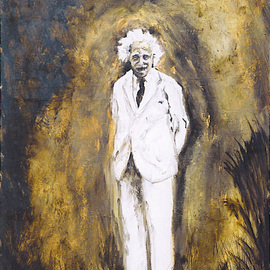Rickie Dickerson: 'Albert  2', 1999 Oil Painting, Portrait. Artist Description:       One of my favorite people. . . I love a smiling Einstein. ...