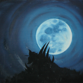 Rickie Dickerson: 'Claw Moon', 1995 Oil Painting, Meditation. Artist Description: I taught myself to paint. . . this is one of the ways I did it. I would obsess on something ( like the moon) and paint and give them away until they were 