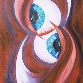 Rickie Dickerson: 'Eye To Eye', 1999 Oil Painting, Abstract. 