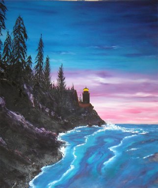 Rickie Dickerson: 'Lighthouse', 1997 Oil Painting, Landscape.      One of my 'learning to paint' works. . . my friend Jenafer liked it.  ...
