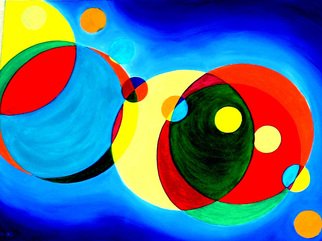 Rickie Dickerson: 'More Circles', 1994 Oil Painting, Geometric.    I was a draftsperson, I couldn't get away from strict forms and knew nothing of masking compounds. I struggled with every line.  ...