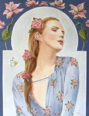 Marsha Bowers: 'breath of spring', 2022 Oil Painting, Portrait. This painting was inspired by spring and it s renewal. ...
