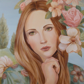 Marsha Bowers: 'fleur', 2020 Oil Painting, Portrait. Artist Description: Inspired by nature and flowersOil on Canvas...