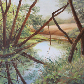 Marsha Bowers: 'river trail', 2022 Oil Painting, Landscape. Artist Description: Original Oil painting on canvas. This painting is of a river trail in California...