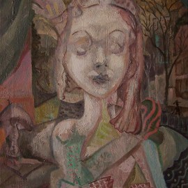 Dana Zivanovits: 'CARDS OF CHANCE', 2009 Oil Painting, Abstract Figurative. Artist Description:  This is a newly completed painting that was done in oil on stretched linen canvas. A very richly painted surface- please email me if you you like detail shot. A signed Zivanovits original. ...