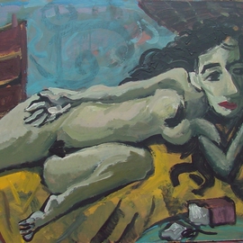 Dana Zivanovits: 'DELILAH', 1989 Oil Painting, Judaic. Artist Description:   Delilah was approached by the Philistines, the enemies of Israel, to discover the secret of Samson' s strength. Three times she asked Samson for the secret of his strength and three times he gave her a false answer. On the fourth occasion he gave her the true reason ( ...