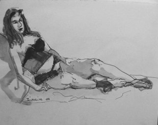 Dana Zivanovits: 'GAIL', 1988 Ink Painting, Erotic.   India ink on acid free paper- a signed and dated Zivanovit' s original....