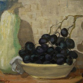 Dana Zivanovits: 'GOURDS AND GRAPES', 2013 Oil Painting, Still Life. Artist Description:             This painting was done from life in oil on linen mounted to an oak panel.                ...