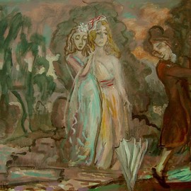 Dana Zivanovits: 'TRIBUTE TO  GAINSBOROUGH', 2008 Acrylic Painting, History. Artist Description:  This is a tribute to Gainsborough as he paints a portrait. Acrylic on stretched canvas. ...