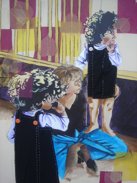 Artist Zoraida Haibi. 'Mother And Children' Artwork Image, Created in 2007, Original Collage. #art #artist