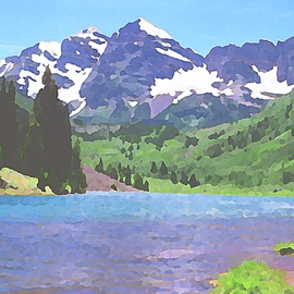 Steve Tohari: 'maroon lake 2', 2018 Color Photograph, Landscape. Artist Description: Maroon Bells over Maroon Lake - near Aspen, Colorado. Early Summer. Colorado, Aspen, Maroon Lake, Maroon Bells, landscape...