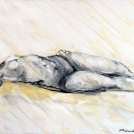 Zuzanna Kozlowska: 'Sunbather', 2005 Acrylic Painting, Figurative. Artist Description:  Original Mixed Media Artwork. Life drawing from observation of nude model  ...